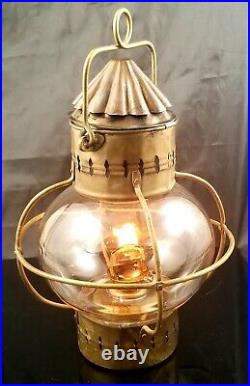 RARE Antique TUNG WOO Brass ONION Lantern Original Patina in Very Good Condition