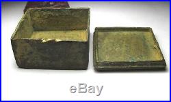 RARE VERY OLD AKAN/ASHANTI SOLID BRASS GOLD DUST BOX GOLDWEIGHT 21mm x 38mm