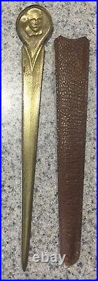 RARE VERY OLD ORIGINAL SHAKESPEARE Letter Bill Opener Metal Brass With Holder