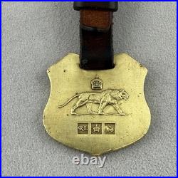 RARE Very Hard To Find Ralph Lauren Lion Lioness Brass Leather Watch Fob #65097