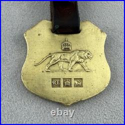 RARE Very Hard To Find Ralph Lauren Lion Lioness Brass Leather Watch Fob #65097
