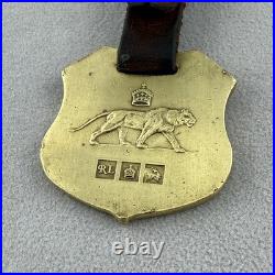 RARE Very Hard To Find Ralph Lauren Lion Lioness Brass Leather Watch Fob #65097