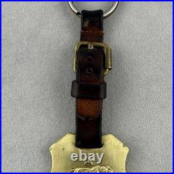 RARE Very Hard To Find Ralph Lauren Lion Lioness Brass Leather Watch Fob #65097