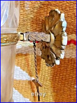 RARE Victorian MATCHED PR WALL VASE CUTGLASS SCONCE very old ANTIQUE BRASS 7.5H