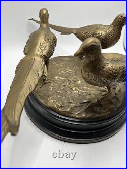 RARE Vtg Brass Pheasant Figurine Centerpiece Decor, Desktop, Heavy, Very Nice
