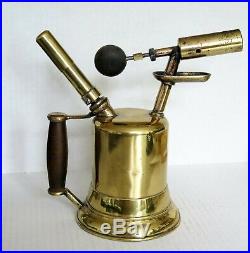 RUSSELL No. 37 Blowtorch. Angled pump. Brass fuel tank. Early 1900s. Very rare