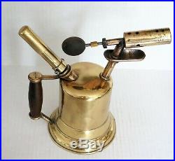 RUSSELL No. 37 Blowtorch. Angled pump. Brass fuel tank. Early 1900s. Very rare
