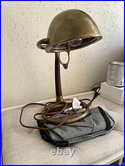 Ralph Lauren Home Brass Lamp With Leather Accents RARE VERY HEAVY