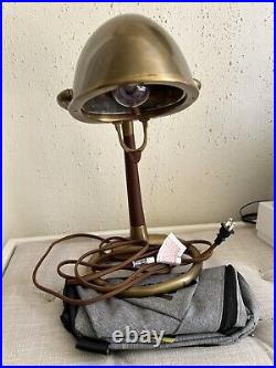 Ralph Lauren Home Brass Lamp With Leather Accents RARE VERY HEAVY