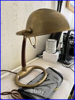 Ralph Lauren Home Brass Lamp With Leather Accents RARE VERY HEAVY