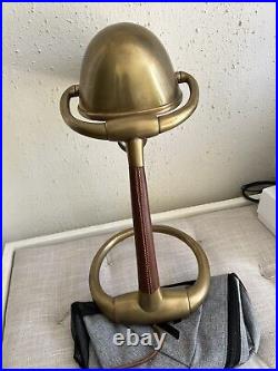 Ralph Lauren Home Brass Lamp With Leather Accents RARE VERY HEAVY