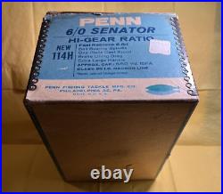 Rare 1960's Black Penn Senator 6/0 114H Fishing Reel withBox & Contents Very Nice