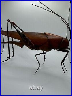 Rare 1970's Wood and Brass Sarreid Grasshopper Sculpture SIGNED BEAL VERY UNIQUE