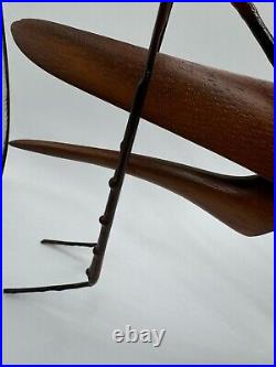 Rare 1970's Wood and Brass Sarreid Grasshopper Sculpture SIGNED BEAL VERY UNIQUE