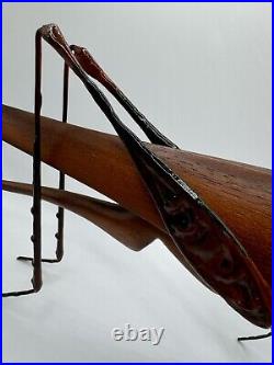 Rare 1970's Wood and Brass Sarreid Grasshopper Sculpture SIGNED BEAL VERY UNIQUE