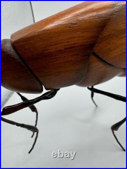 Rare 1970's Wood and Brass Sarreid Grasshopper Sculpture SIGNED BEAL VERY UNIQUE