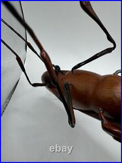 Rare 1970's Wood and Brass Sarreid Grasshopper Sculpture SIGNED BEAL VERY UNIQUE
