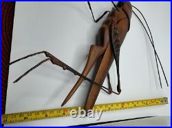 Rare 1970's Wood and Brass Sarreid Grasshopper Sculpture SIGNED BEAL VERY UNIQUE