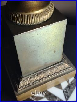 Rare 50s French Hollywood Regency Eglomise Gold Crackle Glass Brass Pillar Lamp Rare 50s French Hollywood Regency Eglomise Gold Crackle Glass Brass Pillar Lamp