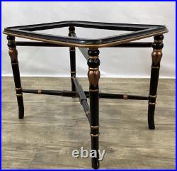 Rare Accent Table With Antique Chinese Porcelain Tray And Brass Top Very Heavy