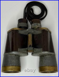 Rare Antique 1927 Pre-WII Carl Zeiss Jena Binoctar 7x50 Binoculars Leather Brass
