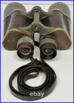 Rare Antique 1927 Pre-WII Carl Zeiss Jena Binoctar 7x50 Binoculars Leather Brass