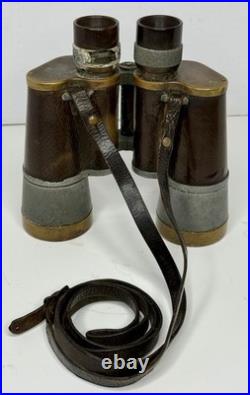 Rare Antique 1927 Pre-WII Carl Zeiss Jena Binoctar 7x50 Binoculars Leather Brass