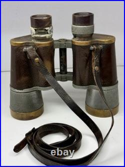 Rare Antique 1927 Pre-WII Carl Zeiss Jena Binoctar 7x50 Binoculars Leather Brass