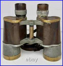 Rare Antique 1927 Pre-WII Carl Zeiss Jena Binoctar 7x50 Binoculars Leather Brass