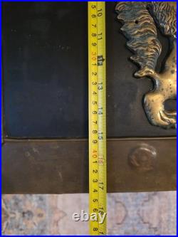 Rare Antique 19th C Continental Brass Bound Kindling Box W Armorial. Very Heavy