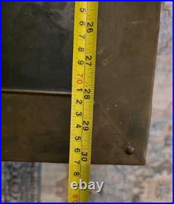 Rare Antique 19th C Continental Brass Bound Kindling Box W Armorial. Very Heavy