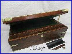 Rare Antique Campaign Writing Slope, With Key And Secret Draw, Very Large, Brass