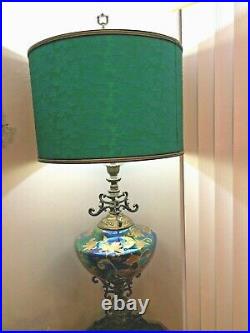 Rare Antique Colossal Brass & Glass Table / Desk Lamp Green Shade Very Heavy
