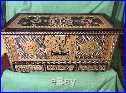 Rare Antique Very Large Wood & Brass Nail Middle Eastern Dowry Chest Excellent