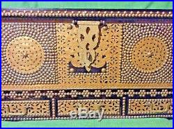 Rare Antique Very Large Wood & Brass Nail Middle Eastern Dowry Chest Excellent