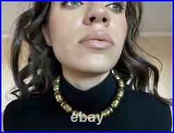 Rare Antique Victorian Gilded Brass Very Polished Necklace Big Gold Chain Look