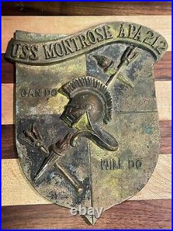 Rare USS MONTROSE APA-212 Attack Personal Transport Very Heavy Brass Plaque