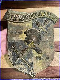 Rare USS MONTROSE APA-212 Attack Personal Transport Very Heavy Brass Plaque