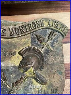 Rare USS MONTROSE APA-212 Attack Personal Transport Very Heavy Brass Plaque