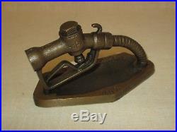 Rare & Unusual Solid Brass Opw Gas Pump Paper Weight Very Old & Original