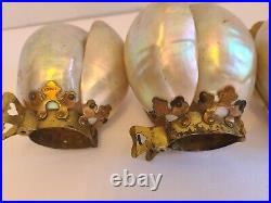 Rare Very Hard To Find 1920s Antique Shell Light Clips With Brass Fittings