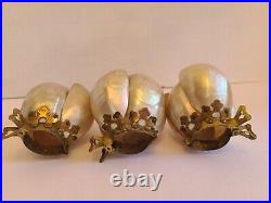 Rare Very Hard To Find 1920s Antique Shell Light Clips With Brass Fittings