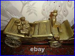 Rare Very Large Solid Brass Horse And Landau Carriage With Removable People