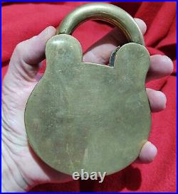 Rare Very Large Solid Brass Padlock Lock Antique Vintage with No Key