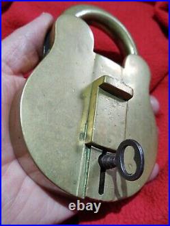 Rare Very Large Solid Brass Padlock Lock Antique Vintage with No Key