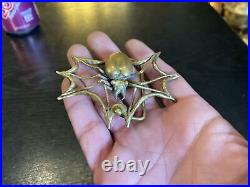 Rare Very Limited Edition Carl Tasha Brass Spider & Web Belt Buckle, 21/100