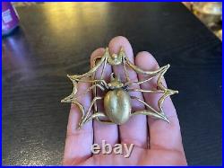 Rare Very Limited Edition Carl Tasha Brass Spider & Web Belt Buckle, 21/100