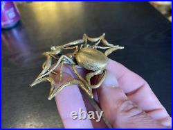 Rare Very Limited Edition Carl Tasha Brass Spider & Web Belt Buckle, 21/100