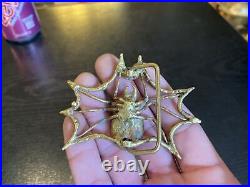 Rare Very Limited Edition Carl Tasha Brass Spider & Web Belt Buckle, 21/100