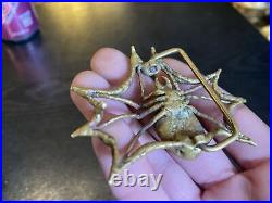 Rare Very Limited Edition Carl Tasha Brass Spider & Web Belt Buckle, 21/100